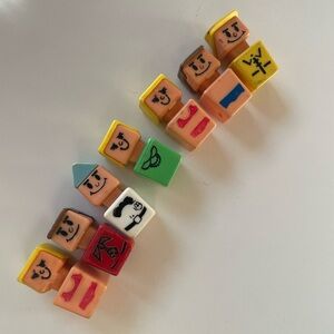 7 vintage Playskool "Familiar Places" block head figures